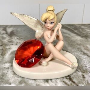 Disney LENOX “Tink’s Glittery Gift” Figurine - Tinker Bell & Ruby Crystal - July